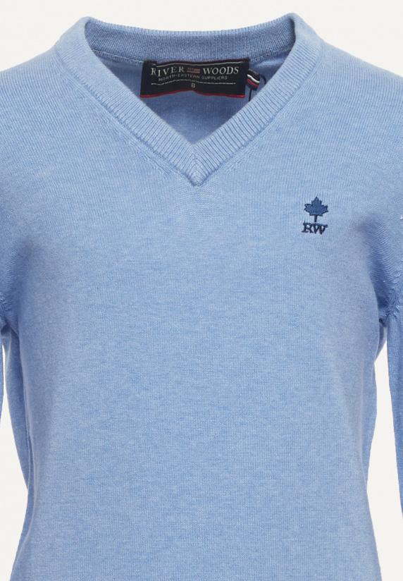River Woods Normal Fit Basic V-hals Trui Chambray Mix