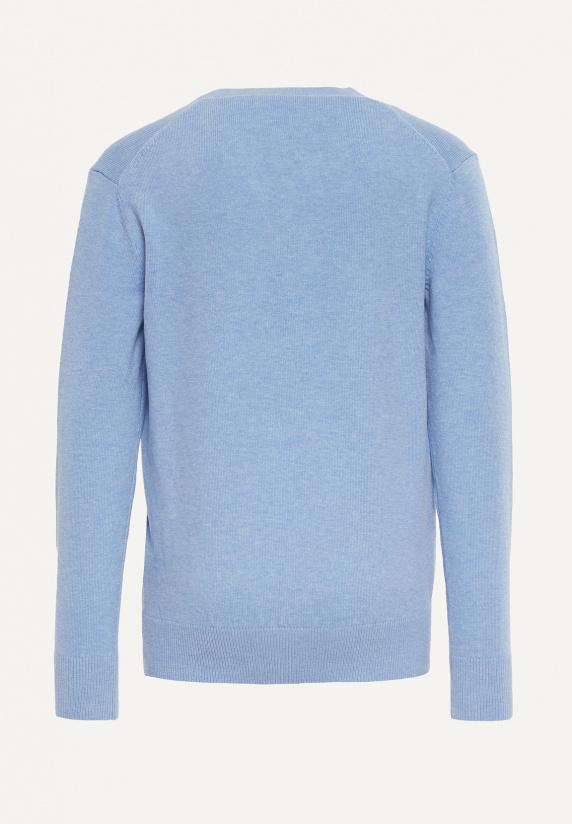 River Woods Normal Fit Basic V-hals Trui Chambray Mix