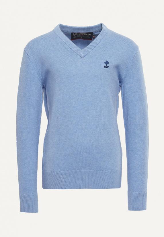 river woods Normal fit basic V-hals trui chambray mix