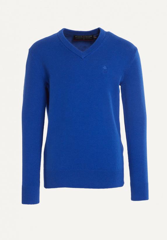river woods Normal fit basic V-hals trui cobalt mix