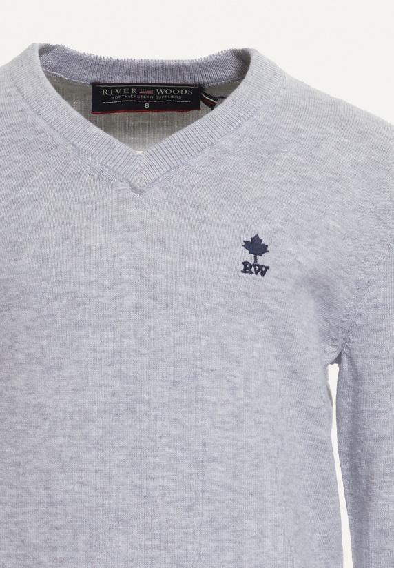River Woods Normal Fit Basic V-hals Trui Lt Grey Mix