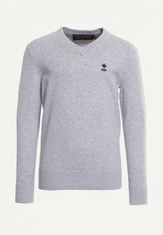 river woods Normal fit basic V-hals trui lt grey mix