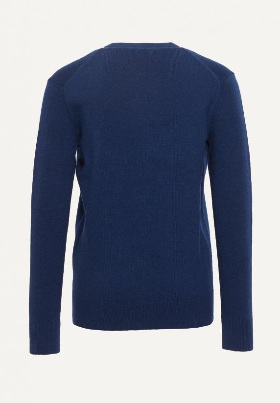 River Woods Normal Fit Basic V-hals Trui Night Denim Mix