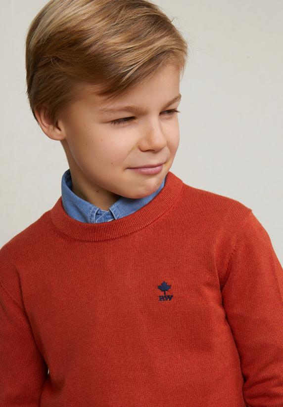 River Woods Normal Fit Katoen-bamboo Basic Trui Ronde Hals Sunset Mix