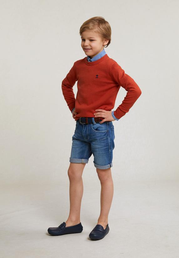 River Woods Normal Fit Katoen-bamboo Basic Trui Ronde Hals Sunset Mix