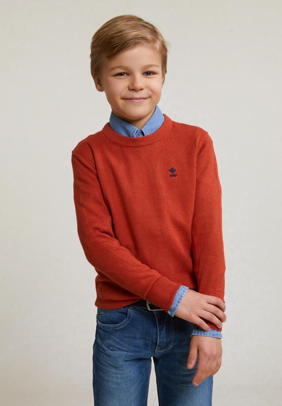 river woods Normal fit katoen-bamboo basic trui ronde hals sunset mix