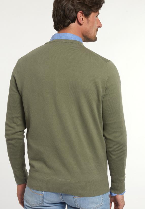 River Woods Normal Fit Katoenen Basic Trui Ronde Hals Army Green