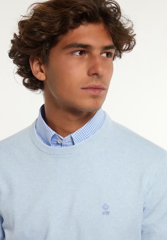 River Woods Normal Fit Katoenen Basic Trui Ronde Hals Baby Mix