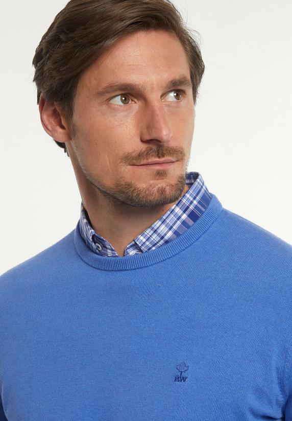 River Woods Normal Fit Katoenen Basic Trui Ronde Hals Blue Miles Mix