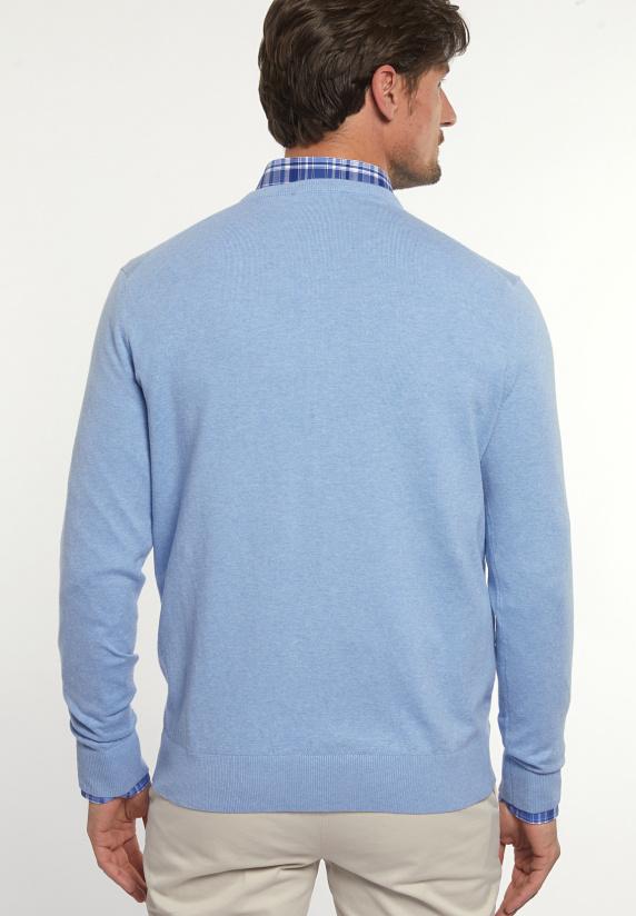 River Woods Normal Fit Katoenen Basic Trui Ronde Hals Chambray Mix