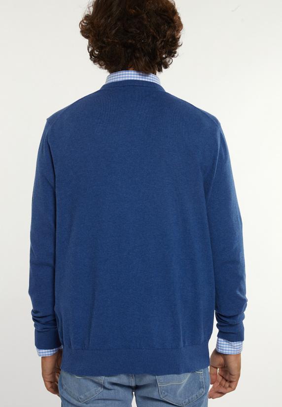 River Woods Normal Fit Katoenen Basic Trui Ronde Hals Denim Mix