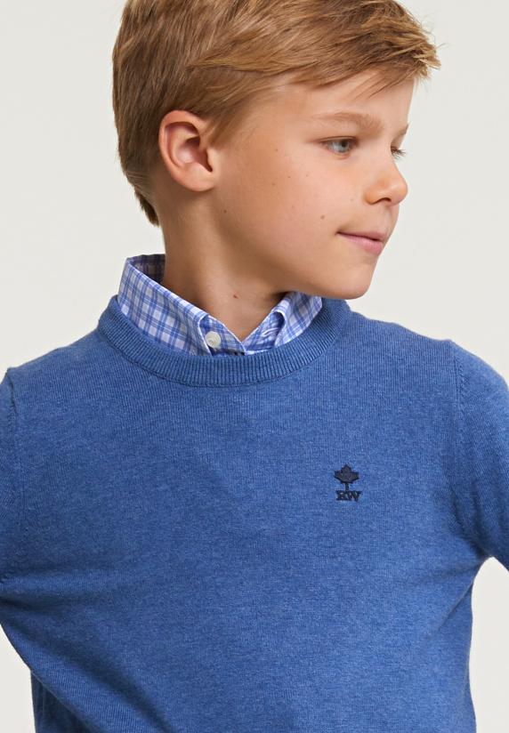 River Woods Normal Fit Katoenen Basic Trui Ronde Hals Lake Mix