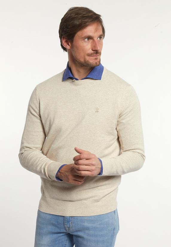 river woods Normal fit katoenen basic trui ronde hals linen mix