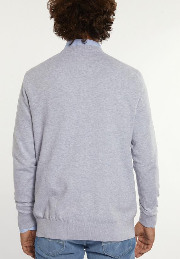 River Woods Normal Fit Katoenen Basic Trui Ronde Hals Lt Grey Mix