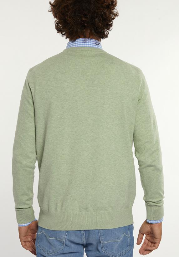 River Woods Normal Fit Katoenen Basic Trui Ronde Hals Matcha Mix