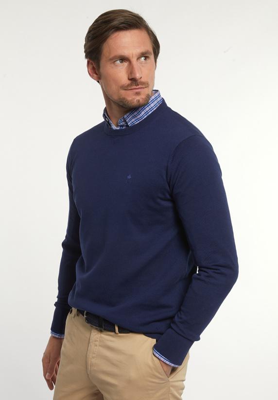 river woods Normal fit katoenen basic trui ronde hals midnight blue