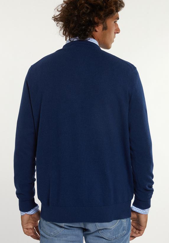 River Woods Normal Fit Katoenen Basic Trui Ronde Hals Night Denim Mix