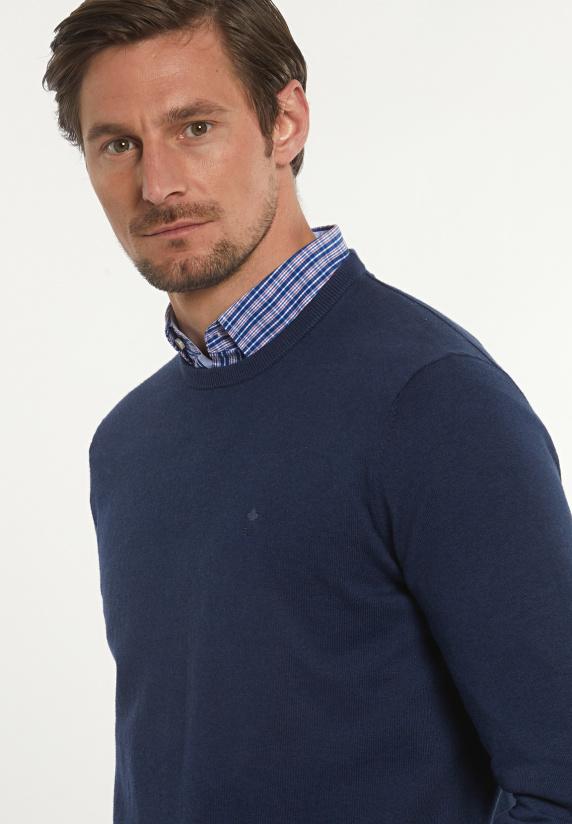 River Woods Normal Fit Katoenen Basic Trui Ronde Hals Night Mix