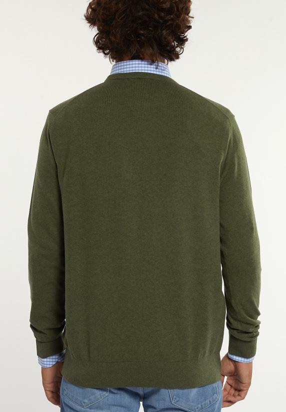 River Woods Normal Fit Katoenen Basic Trui Ronde Hals Olive Mix