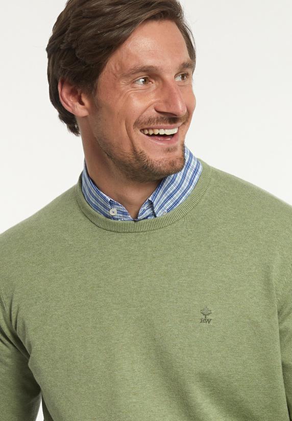 River Woods Normal Fit Katoenen Basic Trui Ronde Hals Savanna Mix