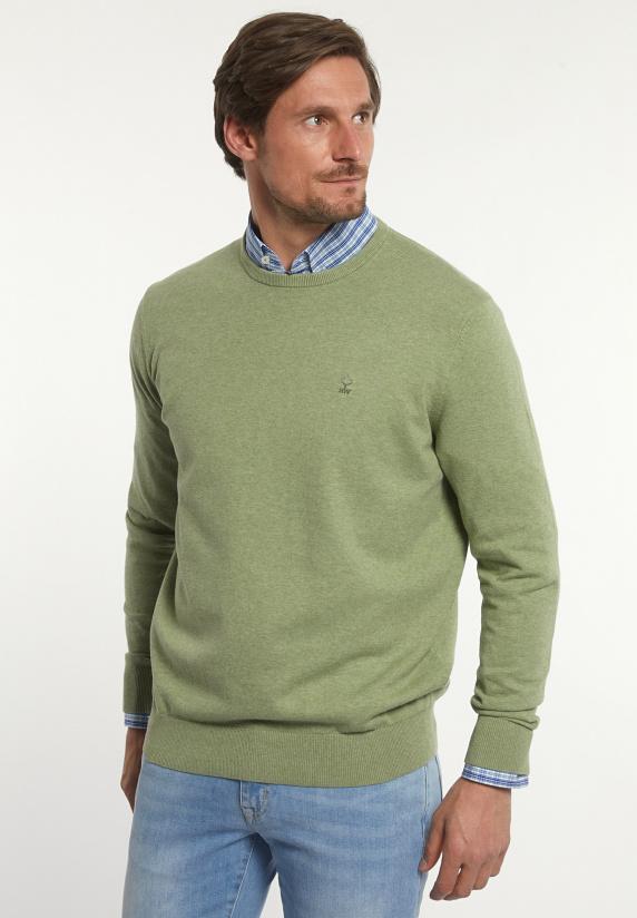 river woods Normal fit katoenen basic trui ronde hals savanna mix