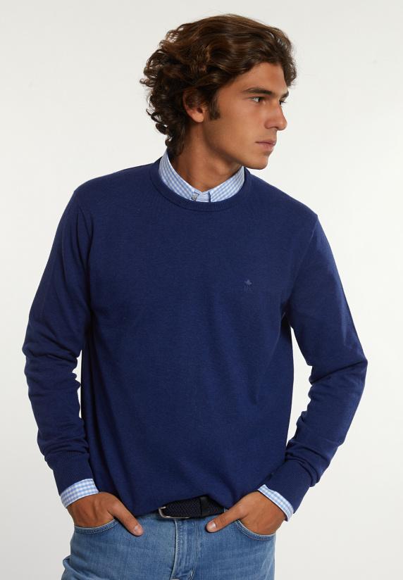 river woods Normal fit katoenen basic trui ronde hals twilight mix