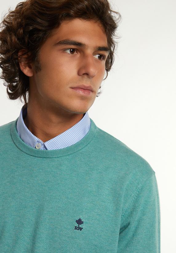 River Woods Normal Fit Katoenen Basic Trui Ronde Hals Well Mix