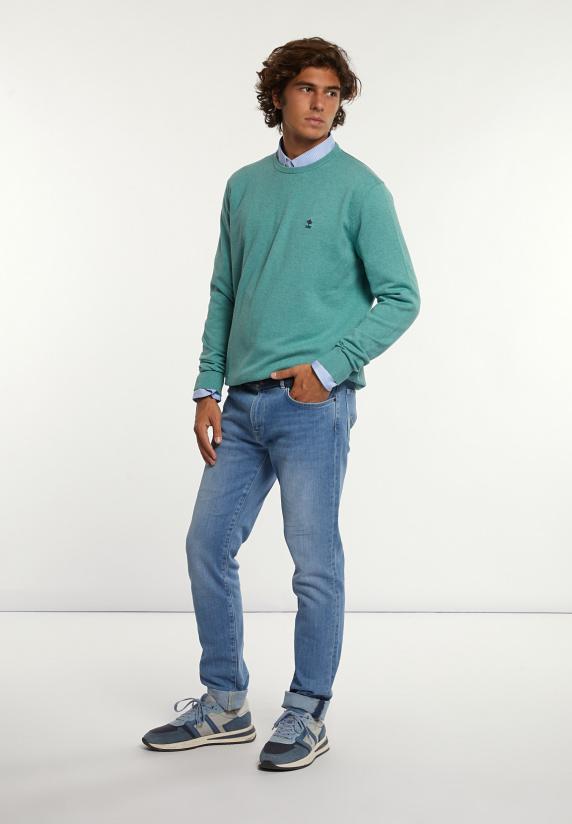 River Woods Normal Fit Katoenen Basic Trui Ronde Hals Well Mix