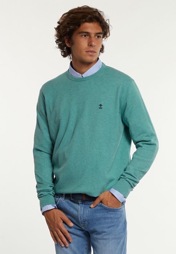 river woods Normal fit katoenen basic trui ronde hals well mix