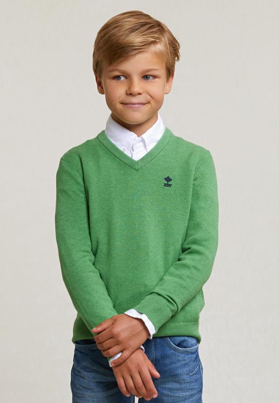 river woods Normal fit katoenen basic V-hals trui apple mix