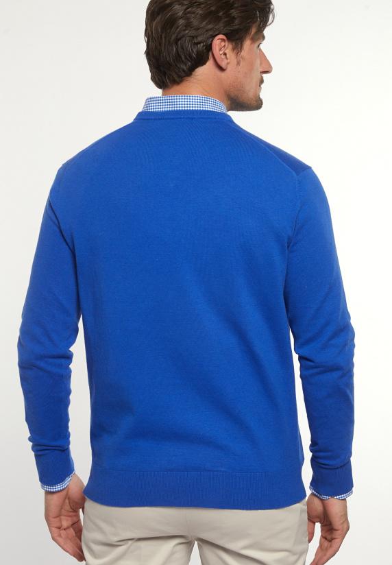 River Woods Normal Fit Katoenen Basic V-hals Trui Cobalt Mix
