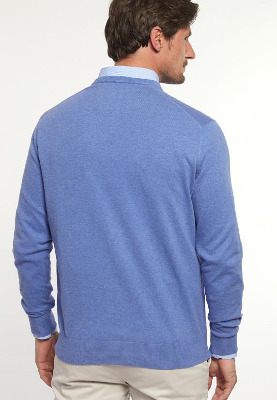 River Woods Normal Fit Katoenen Basic V-hals Trui Ethnic Blue Mix