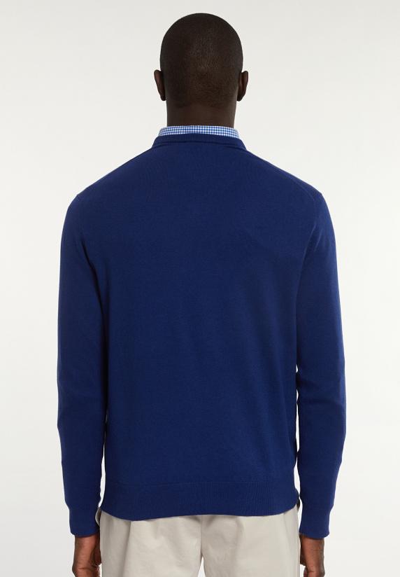 River Woods Normal Fit Katoenen Basic V-hals Trui Indigo Mix