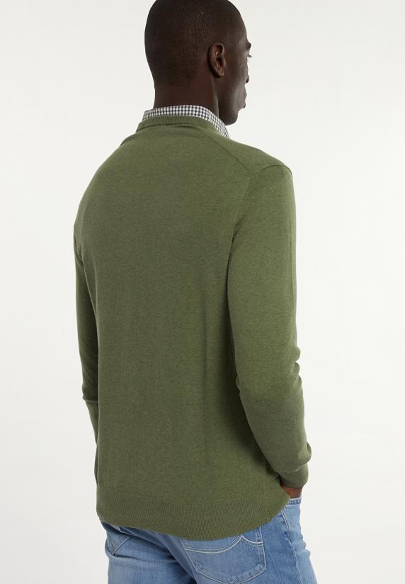 River Woods Normal Fit Katoenen Basic V-hals Trui Jeep Mix