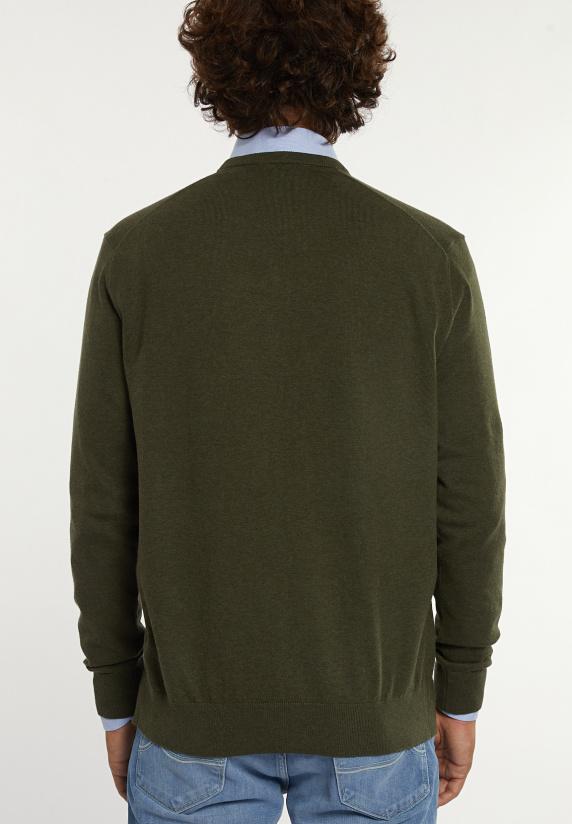 River Woods Normal Fit Katoenen Basic V-hals Trui Jungle Mix