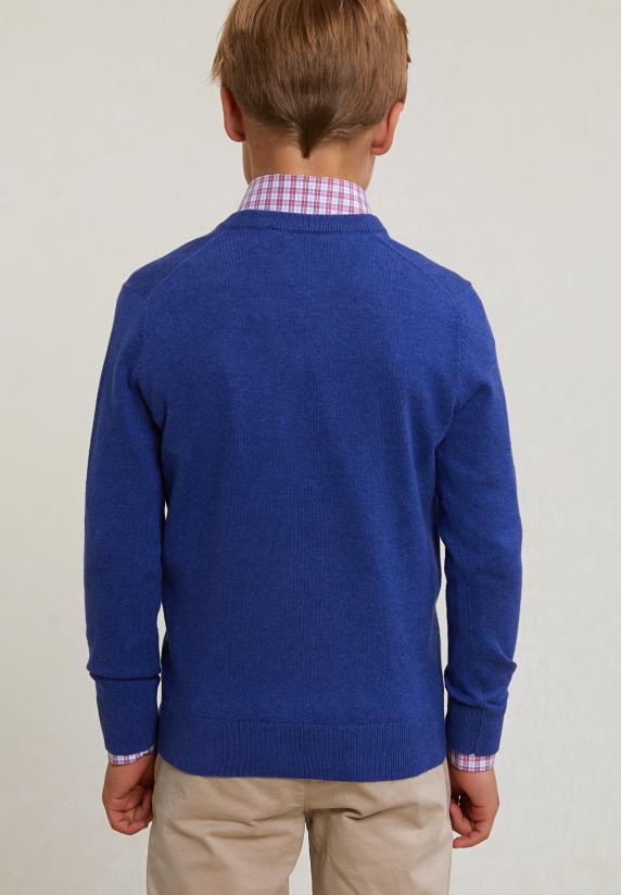 River Woods Normal Fit Katoenen Basic V-hals Trui Lake Mix