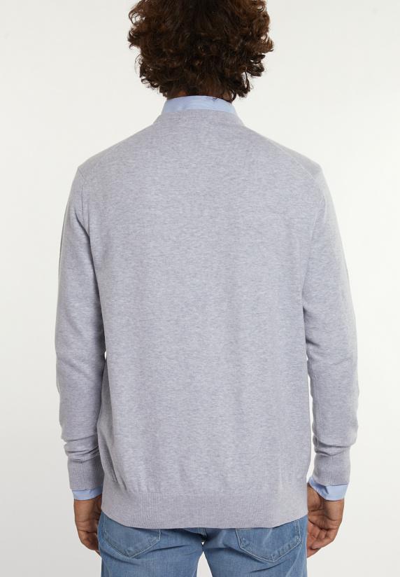 River Woods Normal Fit Katoenen Basic V-hals Trui Lt Grey Mix