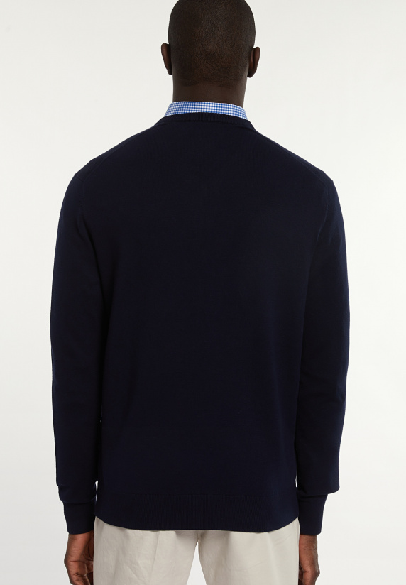 River Woods Normal Fit Katoenen Basic V-hals Trui Navy