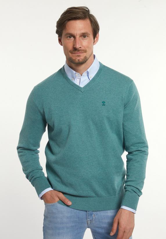 River Woods Normal Fit Katoenen Basic V-hals Trui Opal Mix