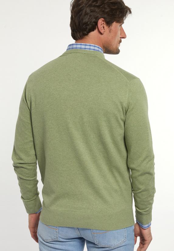 River Woods Normal Fit Katoenen Basic V-hals Trui Savanna Mix