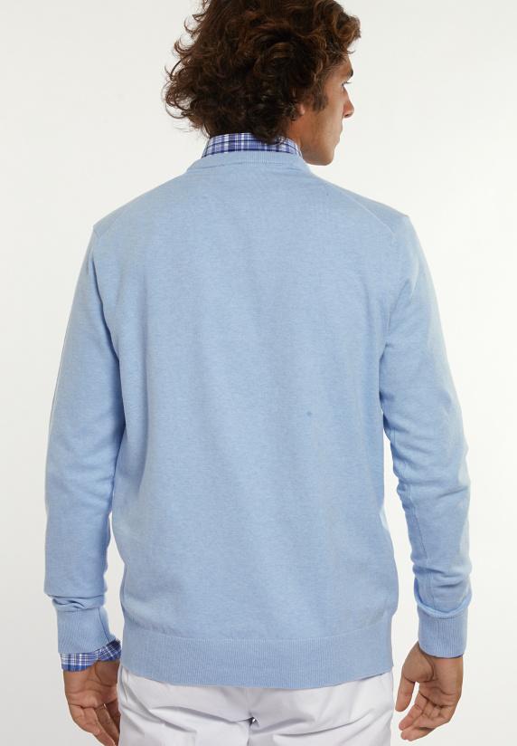 River Woods Normal Fit Katoenen Basic V-hals Trui Sea Mix