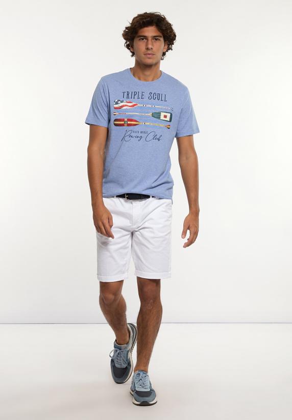 River Woods Normal Fit Katoenen Fantasie T-shirt Chambray Mix