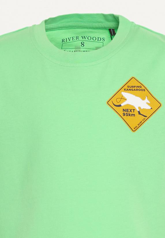 River Woods Normal Fit Katoenen Fantasie T-shirt Lime