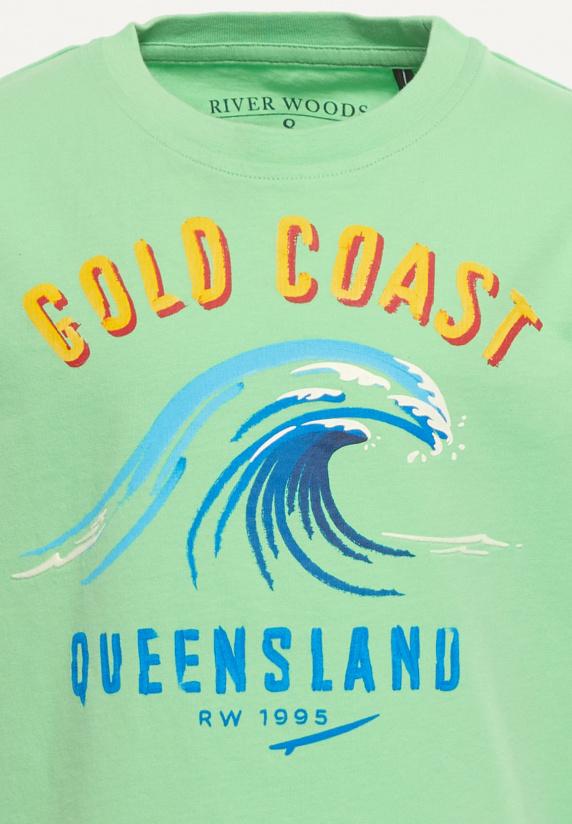 River Woods Normal Fit Katoenen Fantasie T-shirt Lime