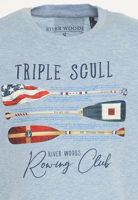 River Woods Normal Fit Katoenen Fantasie T-shirt Lt Denim Mix