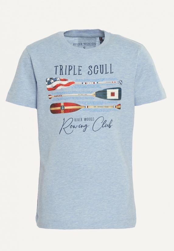 river woods Normal fit katoenen fantasie T-shirt lt denim mix