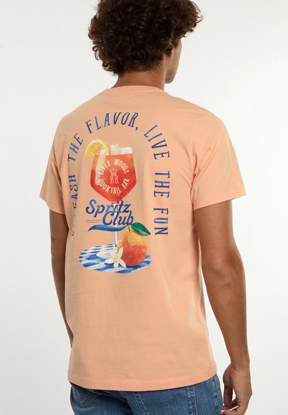 River Woods Normal Fit Katoenen Fantasie T-shirt Mandarin