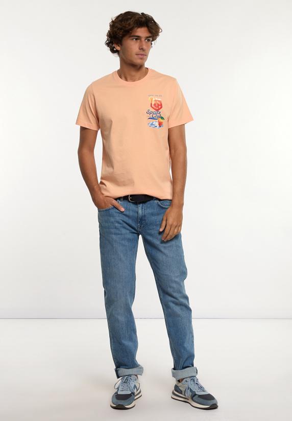 River Woods Normal Fit Katoenen Fantasie T-shirt Mandarin