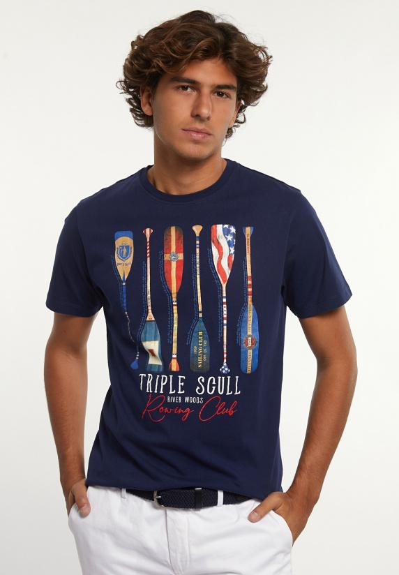 river woods Normal fit katoenen fantasie T-shirt midnight blue