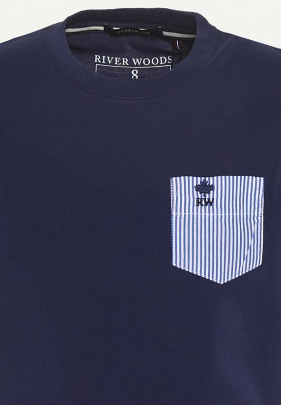 River Woods Normal Fit Katoenen Fantasie T-shirt Midnight Blue